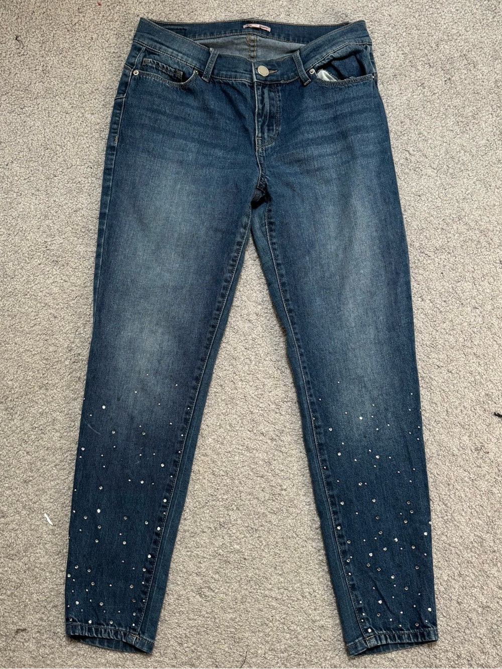 Juicy Couture Dark Blue Gem Embellished Slim Ankle Jeans